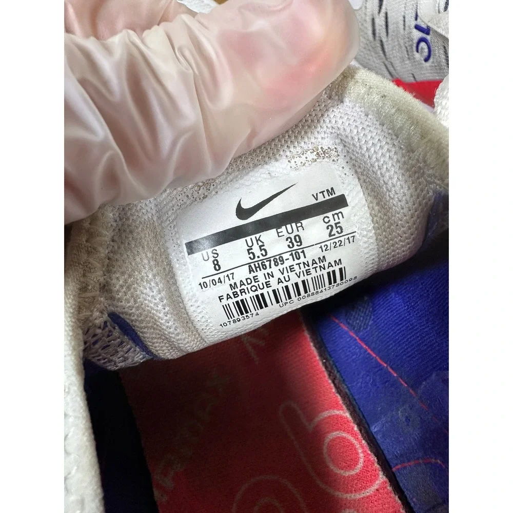 Nike Air Max 270 Womens 8 White Ultramarine Solar Red AH6789-101 Running Shoes